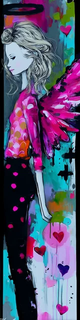 Free angel bookmark featuring an angel in chalky neon colors